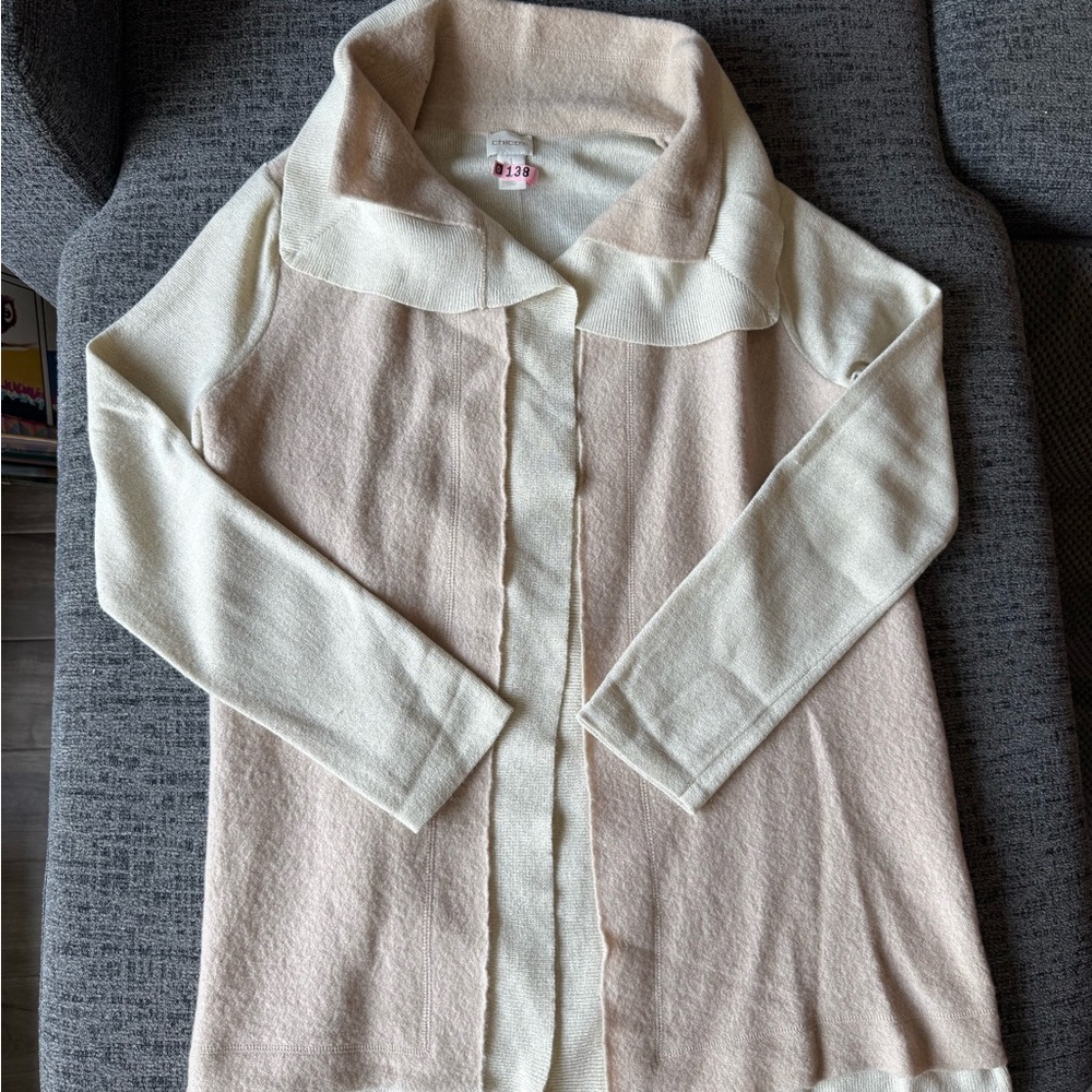 Chico's Cream and Tan Cardigan Sweater